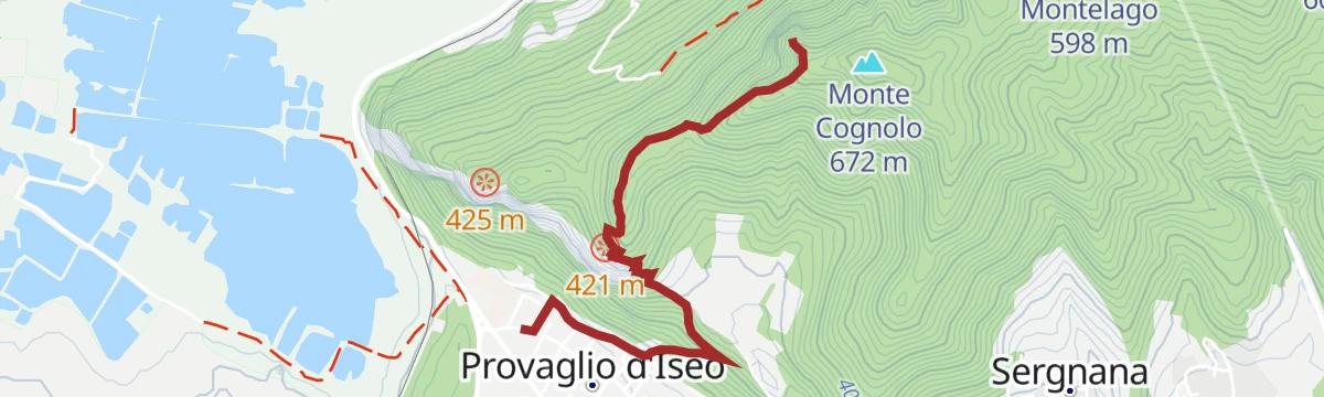 Route map: Path from Provaglio d'Iseo to Corno del Creilì